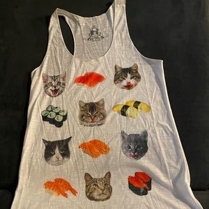 Fun sushi cat sheer tank
